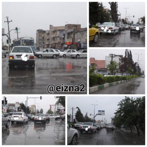 بسته شدن خیابان های ایذه در ترافیک روز بارانی