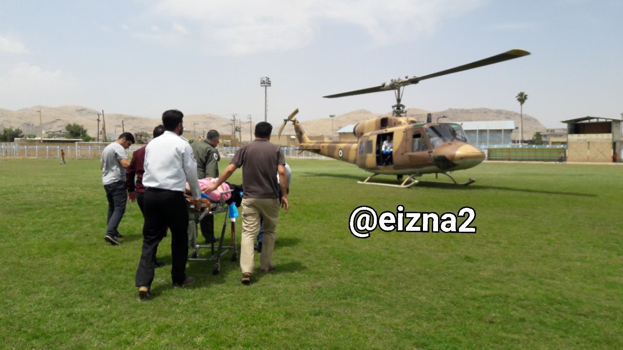 انتقال هوایی دو زن باردار اهل ارتفاعات جنگه سوسن به ایذه/مجروحان حمله خرس به ایذه رسیدند