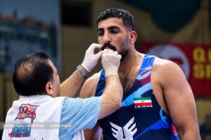آرمان طهماسبی کشتی گیر وزن کیلوگرم تیم کشتی فرنگی دانشگاه آزاد ایذه در لیگ برتر کشتی فرنگی باشگاه های کشور